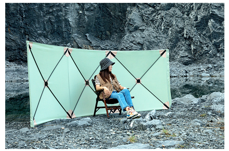 Cheap Goat Tents New Arrival High Quality 4Walls 5.6*1.4m Ultralarge Folding Windshield Camping Windscreen Bonfire Windshield Sun Shelter   